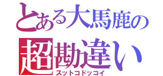 とある大馬鹿の超勘違い（スットコドッコイ）