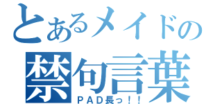 とあるメイド長の禁句言葉（ＰＡＤ長っ！！）