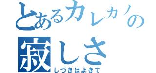 とあるカレカノの寂しさ（しづきはよきて）