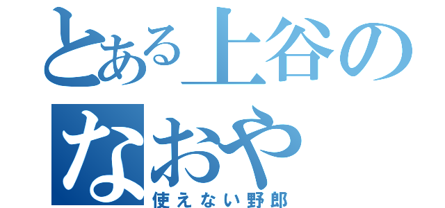 とある上谷のなおや（使えない野郎）