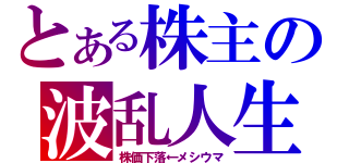 とある株主の波乱人生（株価下落←メシウマ）