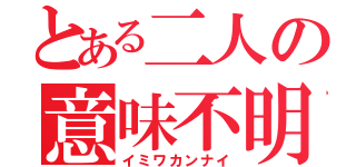 とある二人の意味不明（イミワカンナイ）