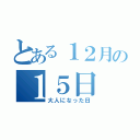 とある１２月の１５日（大人になった日）