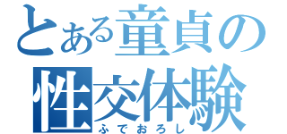 とある童貞の性交体験（ふでおろし）