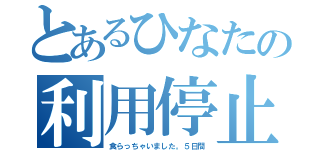 とあるひなたの利用停止（食らっちゃいました。５日間）