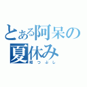 とある阿呆の夏休み（暇つぶし）