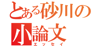 とある砂川の小論文（エッセイ）