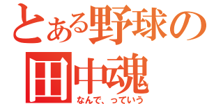 とある野球の田中魂（なんで、っていう）