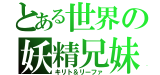 とある世界の妖精兄妹（キリト＆リーファ）