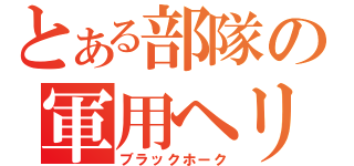 とある部隊の軍用ヘリ（ブラックホーク）