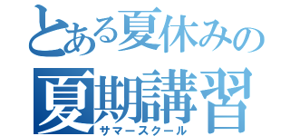 とある夏休みの夏期講習（サマースクール）