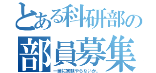 とある科研部の部員募集（一緒に実験やらないか。）