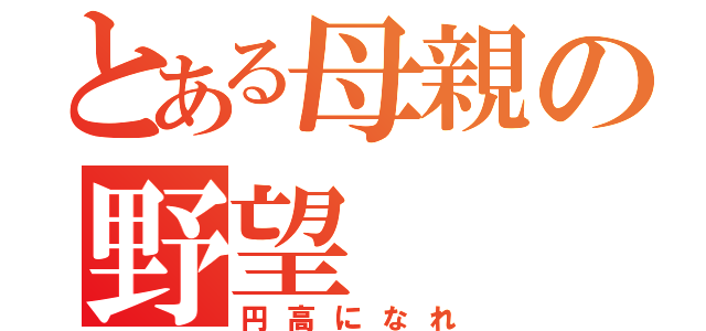 とある母親の野望（円高になれ）