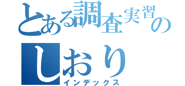 とある調査実習Ａ班のしおり（インデックス）