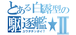 とある白露型の駆逐艦★Ⅱ（ユウダチッポイ？）