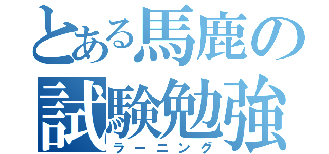 とある馬鹿の試験勉強（ラーニング）