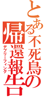 とある不死鳥の帰還報告（デブリーフィング）