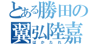 とある勝田の翼弘陸嘉（ばかたれ）