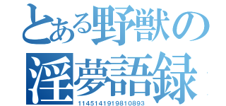 とある野獣の淫夢語録（１１４５１４１９１９８１０８９３）