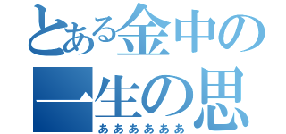 とある金中の一生の思い出（ああああああ）