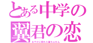 とある中学の翼君の恋（あやかに惚れた翼ちゅわん）