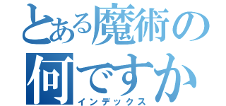 とある魔術の何ですかこれは（インデックス）