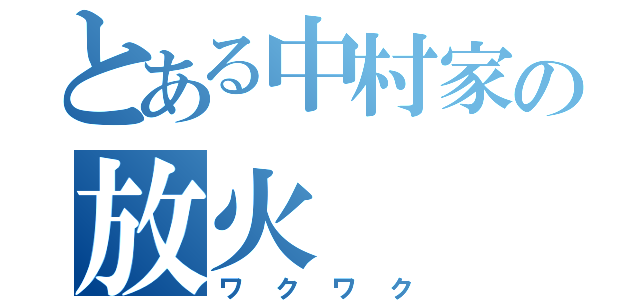 とある中村家の放火（ワクワク）