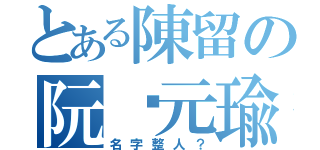 とある陳留の阮瑀元瑜（名字整人？）