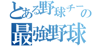 とある野球チームの最強野球馬鹿（）