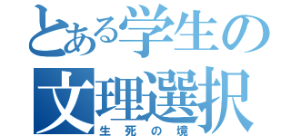 とある学生の文理選択（生死の境）