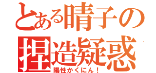 とある晴子の捏造疑惑（陽性かくにん！）