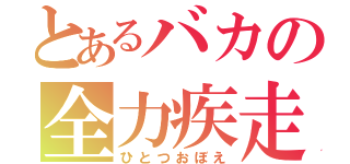 とあるバカの全力疾走（ひとつおぼえ）