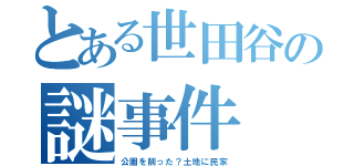 とある世田谷の謎事件（公園を削った？土地に民家）