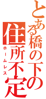 とある橋の下の住所不定（ホームレス）