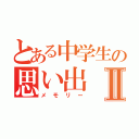 とある中学生の思い出Ⅱ（メモリー）