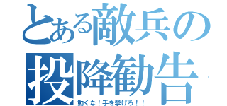 とある敵兵の投降勧告（動くな！手を挙げろ！！）