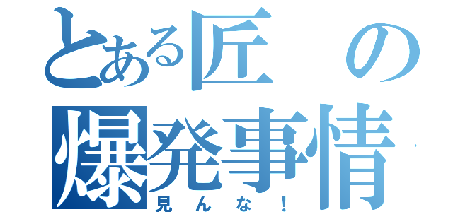 とある匠の爆発事情（見んな！）