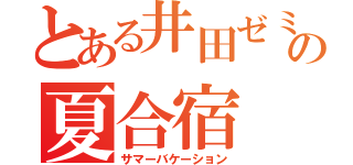 とある井田ゼミの夏合宿（サマーバケーション）