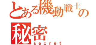 とある機動戦士の秘密（ｓｅｃｒｅｔ）