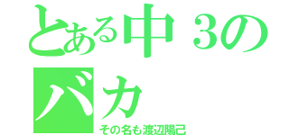 とある中３のバカ（その名も渡辺陽己）