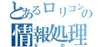 とあるロリコンの情報処理（なの）