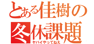 とある佳樹の冬休課題（ヤバイやってねえ）