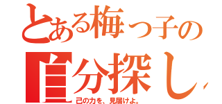 とある梅っ子の自分探し（己の力を、見届けよ。）