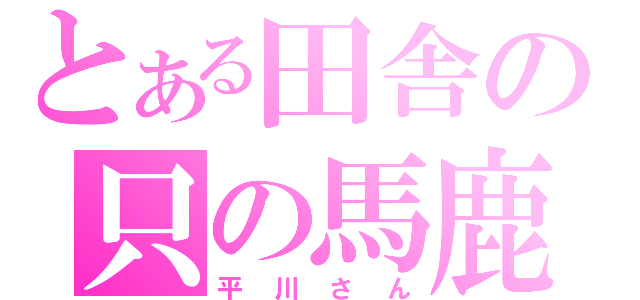 とある田舎の只の馬鹿（平川さん）