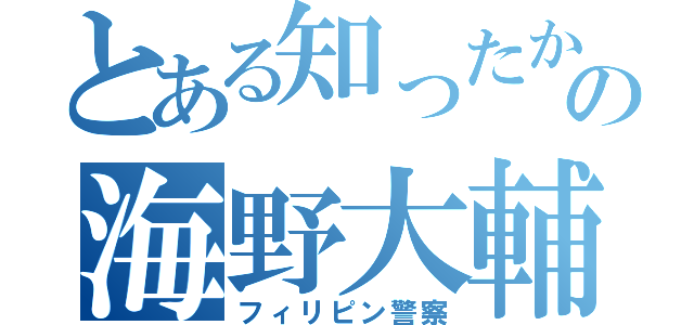 とある知ったかぶりの海野大輔（フィリピン警察）