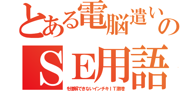 とある電脳遣いのＳＥ用語（を理解できないインチキＩＴ激増）