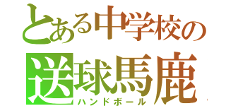 とある中学校の送球馬鹿（ハンドボール）