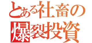 とある社畜の爆裂投資（）