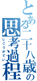 とある二十八歳の思考過程（しこうかてい）