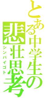 とある中学生の悲壮思考（シンパイゴト）